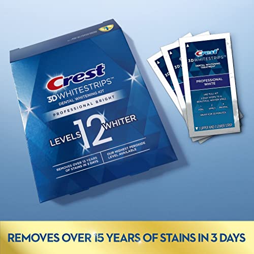 Image of Crest 3D Whitestrips Professional Bright Levels 12 Teeth Whitening Kit, 18 Treatments, 1, 36.0 Count