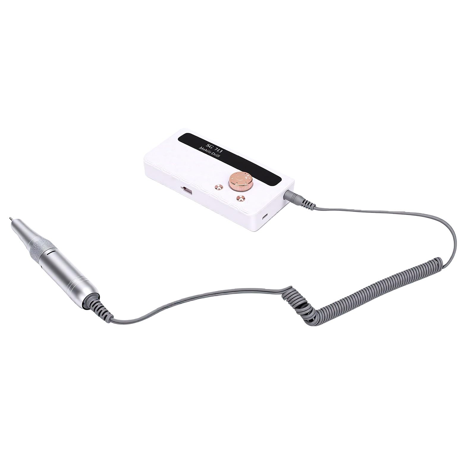 Generic Lima de Uñas Eléctrica Portátil con Kit Completo de Accesorios para Eliminación de Gel Acrílico en Casa o de Viaje con Diseño Ergonómico (DMJTZ-SG713-Blanca)
