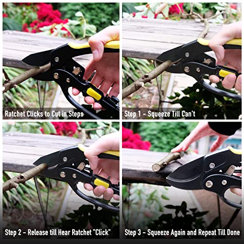 Jardineer Pruning Shears for Gardening Heavy Duty, Sharp Garden Clippers Handheld, Hand Pruners for Gardening Less Effort - Image 4