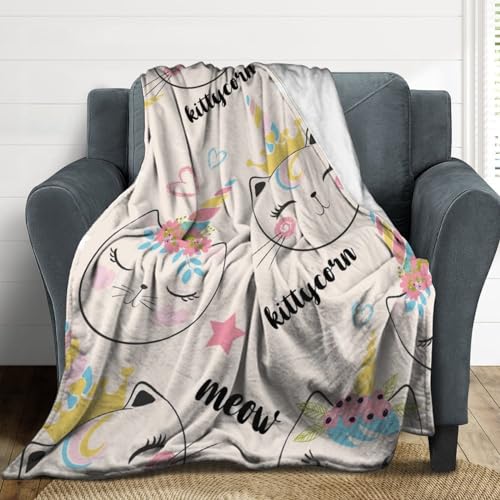 Couverture polaire chat licorne contre le froid sur canape et lit - 5