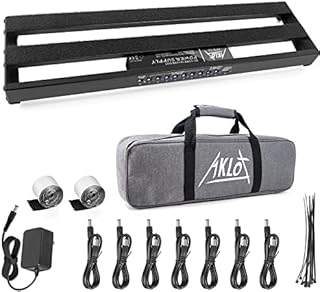Guitar Pedal Board,AKLOT Pedal Board with Built-in Power Supply Effect Pedalboard Aluminium Alloy 19" x 5" Black APB-03 with Bag, Pedal Cable, Velcro