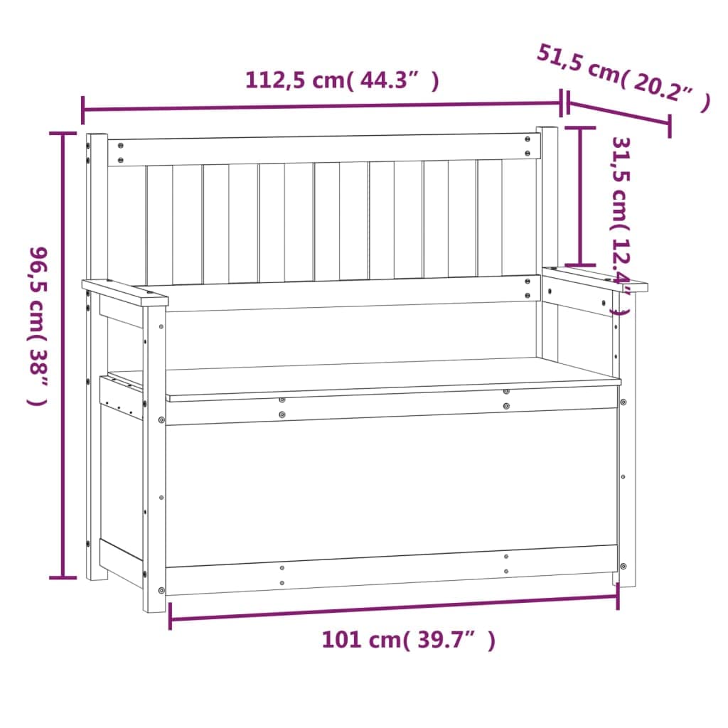 Fengshui Banco de madera maciza de pino marrón miel 112,5 x 51,5 x 96,5 cm
