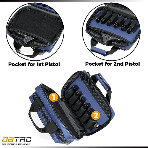 DBTAC Gun Case Bag XS | Tactical 1~2 Pistol Bag Firearm Shooting Case with Lockable Zipper for Shooting Range Outdoor Hunting | US Flag Patch + Universal Holster Included (Urban Blue)