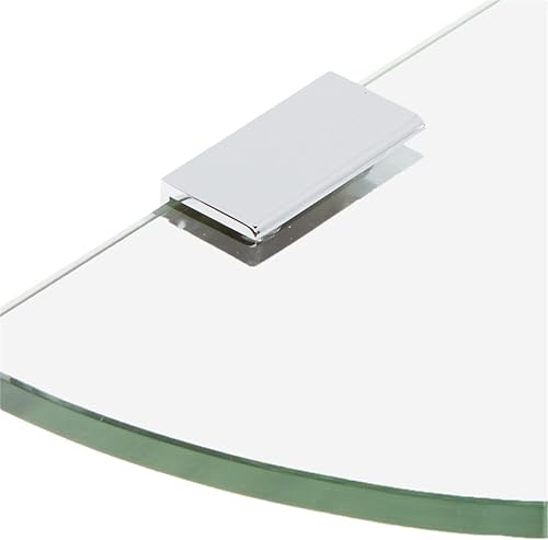 Miniatura 2 de Spancraft 2REC6QR-CR - Estante de ducha de vidrio redondo con abrazadera rectangular de 2 pulgadas, soporte cromado, 6 pulgadas