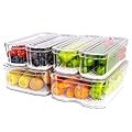 SMRCAD Fridge Organizers and Storage, 6 Pack Clear Freezer Organizer Bins with Lids for Kitchen, Pantry, Refrigerator, Food, Fruit, Vegetable Storage