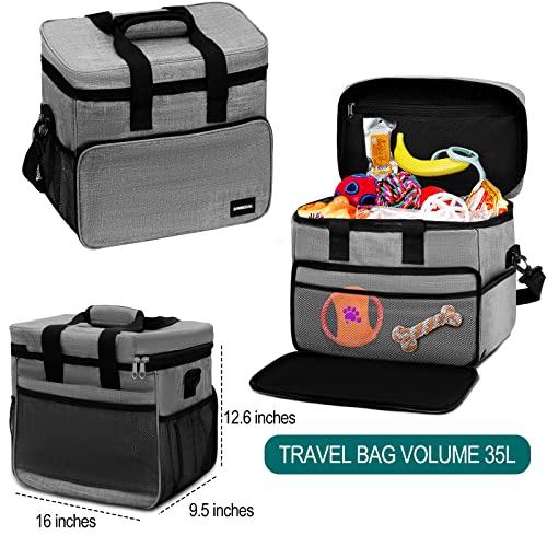 SIRMEDAL Hund Reisetasche Großes Haustier Reiseset für Lieferungen Beinhaltet 2 zusammenklappbare Hundeschalen 2 TravelFood Container Hund Reiseset für EIN Wochenende Weg Set