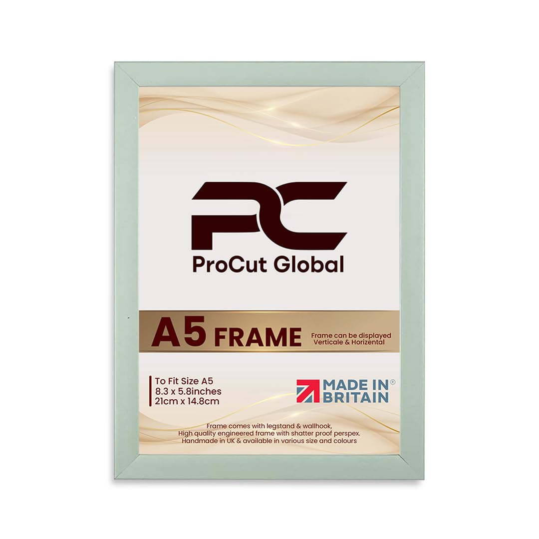 Green Procut Global Picture Frames A5 -Modern A5 Frames With Safe Perspex Front & Wall Hanging Hooks -Premium Synthetic Wood- Handmade Frames