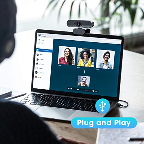 Teaisiy Webcam per PC, Webcam per PC con Microfono HD 1080P 30PFS può Essere Fisso per Videochiamate, Studio, Conferenza, Registrazione e Lavoro, Videocamera USB 2.0 per Desktop, Laptop, Smart TV