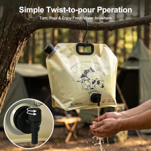 SOCATER Cantimplora plegable de 8L con grifo, envase de agua portátil para camping, excursión y emergencia miniatura 2