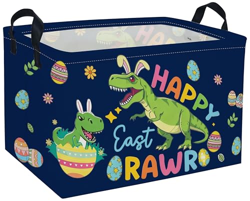 Image of Rectangle Easter Dinosaur Baskets Kids Baskets Cute Storage Bin Organizer Box for Room Decor Gift Basket(Easter dinosaur)