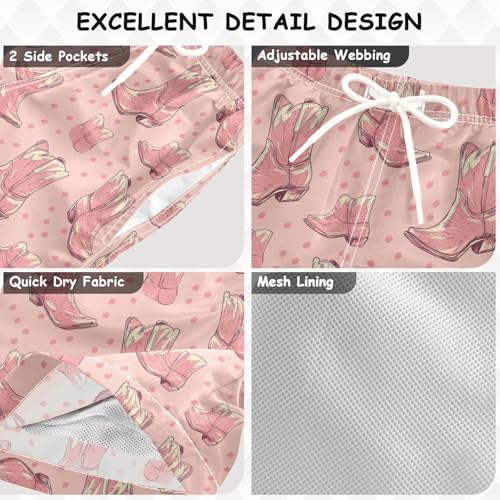 Pigsaly Boys Swim Trunks Coquette Cowboy Boots Girly Western Boys Board Shorts Swimsuit Swimwear Summer Bathing Suit XS Multicolor3