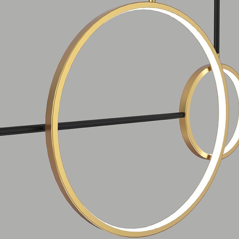 Lampadario lineare a LED dimmerabile della metà del secolo per sala da pranzo sopra il tavolo Lampada a sospensione a sospensione a lunga striscia in oro nero Minimalismo Anello luminoso a soffitto