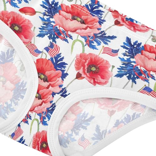 Joisal Girls Underwear Toddler 2t Cotton Girl Panties Cute Florals Briefs Underpants Red Flowers Blue Leaves4