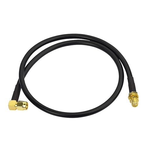 Bingfu - Cable de extensión de antena de radio SMA macho ángulo recto a SMA hembra RG58 cable coaxial 23.6in 2 pies para radio jamón Kenwood BaoFeng