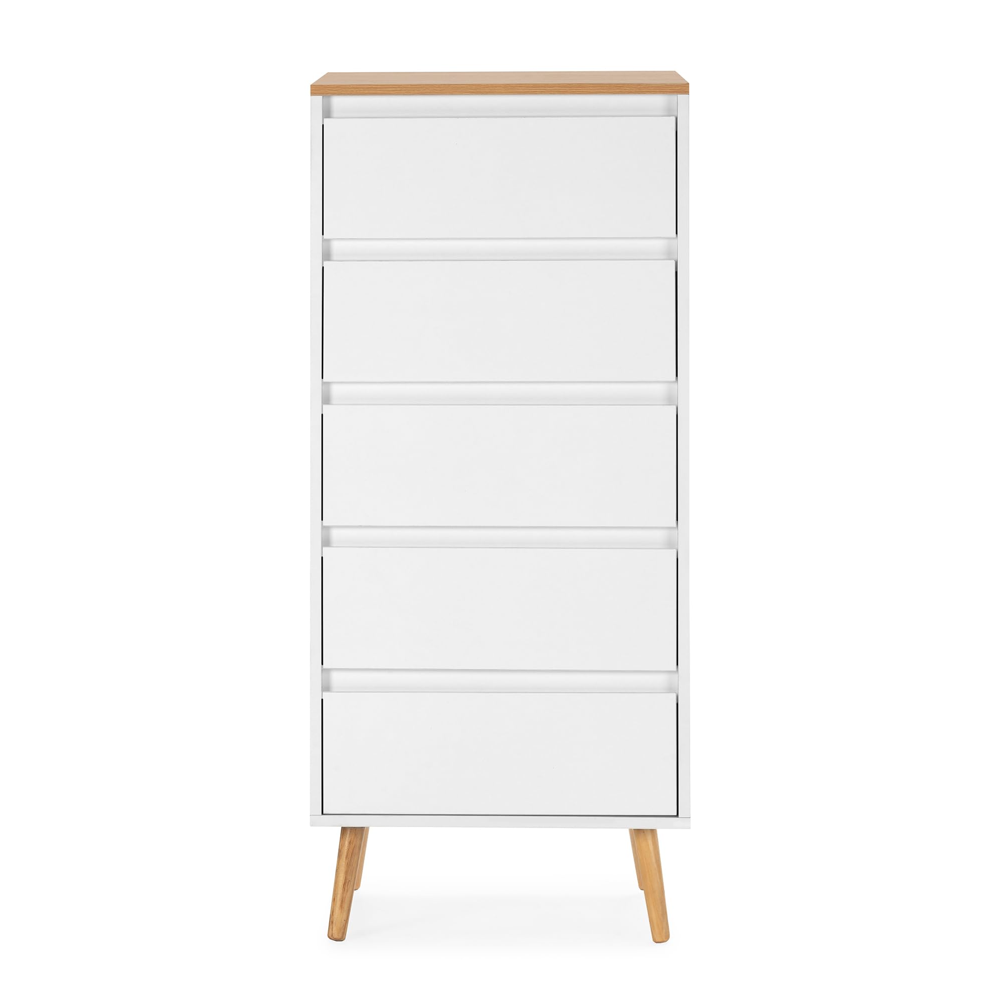 HOMN LIVING Cómoda Alta Desi 5 cajones Color Blanco, 50 cm (Ancho) 40 cm (Profundo) 115 cm (Altura)