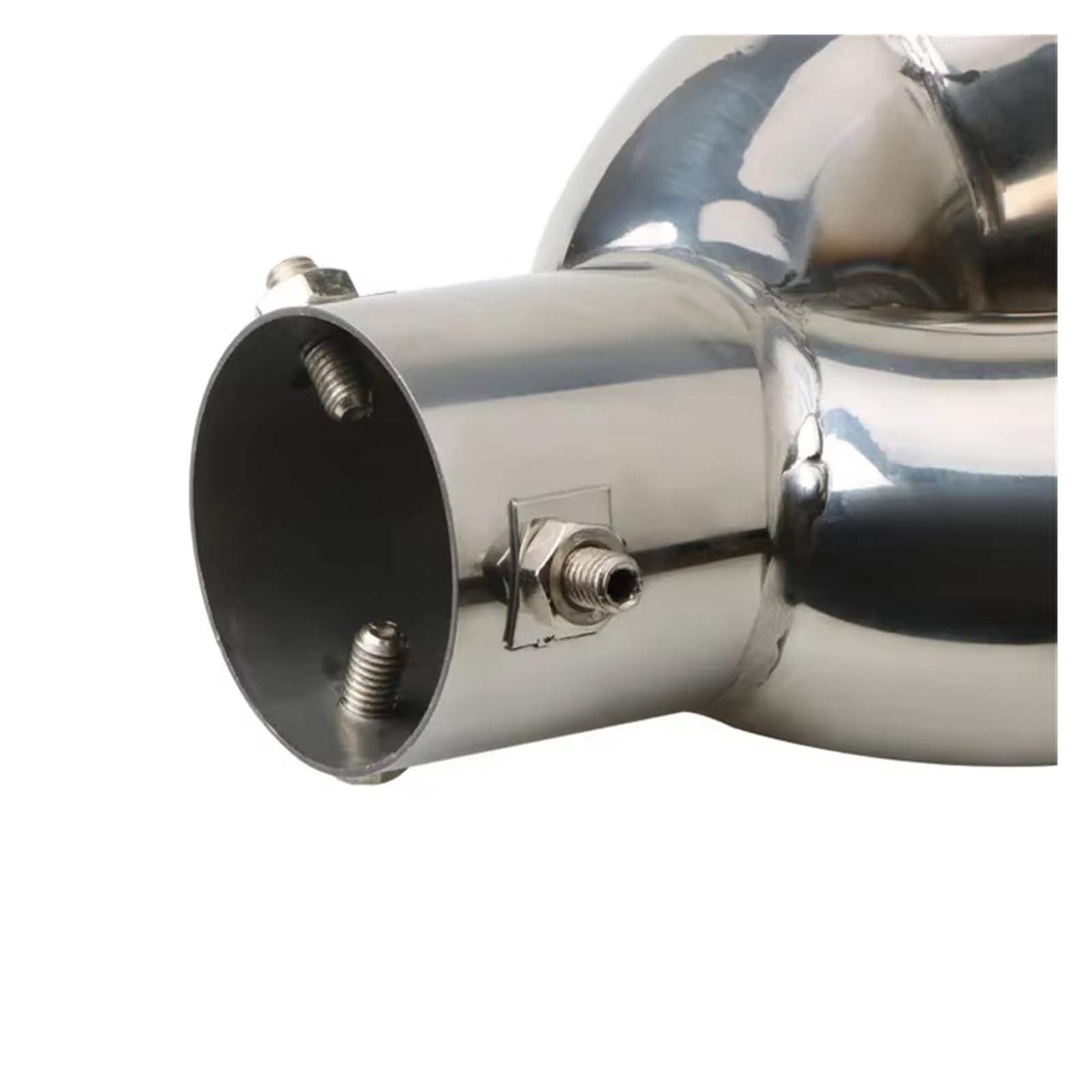 NiSza Voiture tuyaux d'échappement Embout de Silencieux d'échappement Universel Droit et courbé 63mm en Acier Inoxydable Queue Tuyau Ronde Gorge argentée