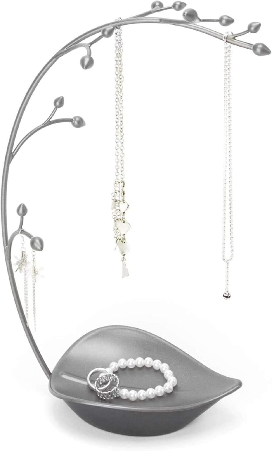 Gun Metal Orchid Jewelry Stand with Leaf Dish