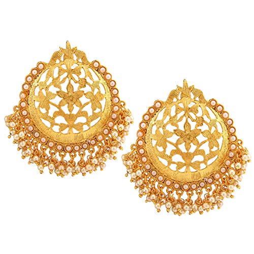 Exclusive Designe Stylish Indain Bollywood Traditional Moti Bandhani ClassicalÂ Designer Gold Plated Chandbali Party Ware Ethnic Earrings Indian Traditional Jewelry for Women from Yellow Chimes