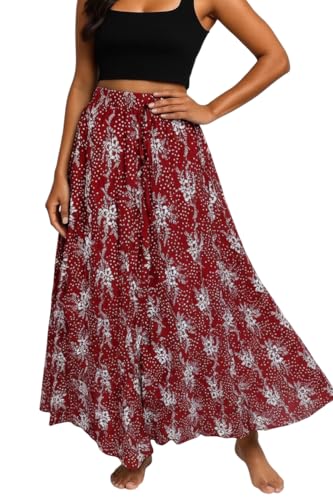 Image of Premium Long Skirt | Stylish Long Crushed Cotton & Unique Prints | Floor Length Skirt for Women | Elastic Waist Premium Maxi Skirt - Comfortable Casual Wear