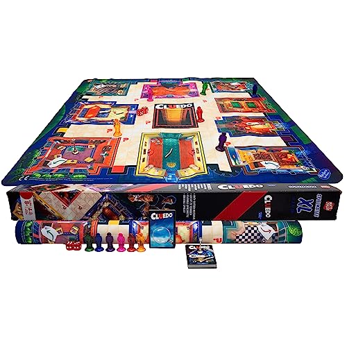 A partire da 8 anni Hasbro Cluedo Junior,Tappetino da gioco XL flessibile e ultraleggero, versione tedesca, un crimine è accaduto in villa, lavabile e resistente all\'umidità, 61x61 cm.