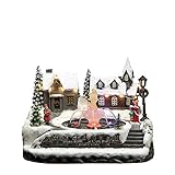 Hellum LED Weihnachtsdorf mit echtem Springbrunnen, beleuchtetes Weihnachtsdorf für innen mit Stecker und Timer, LED Stadt mit warmweißer Beleuchtung, Weihnachtsdeko innen 25x21x18cm 524697