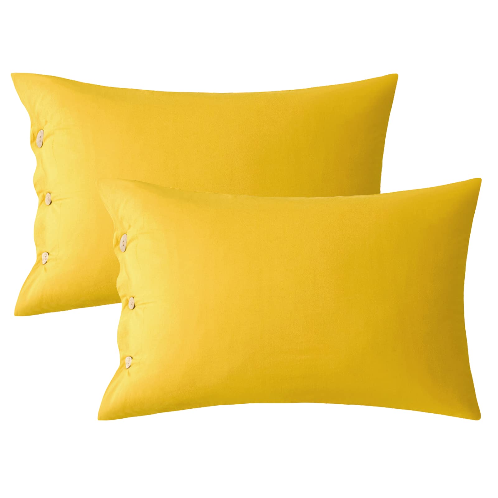 Amazon.com: JELLYMONI Pillowcases Standard Set of 2 Cotton Button ...