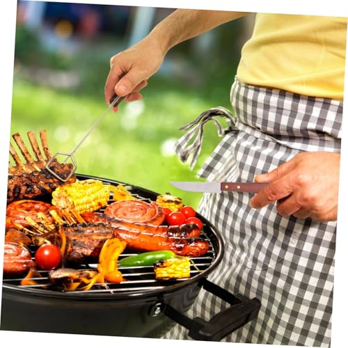 Kit de 8 piezas para barbacoa con mango de madera y acero inoxidable miniatura 4