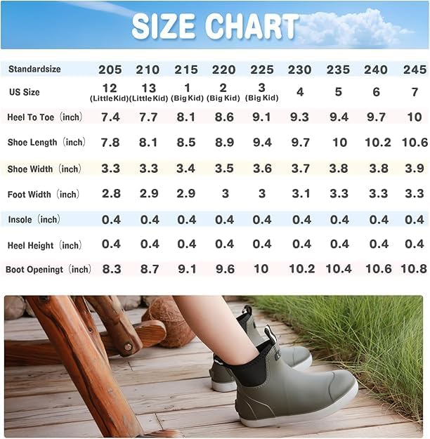 Kids Deck Boots,Waterproof Ankle Rain Boots for Boys and Girls Non-Slip High-Performance Rubber Boots Water Shoes Child Chelsea Booties for Fishing, Boating, Camping, Farming,Garden, School Play - Image 7