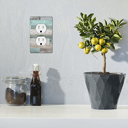 Farmhouse Outlet Covers Decorative Outlet Cover Wall Plate Rustic Light Switch Plate Retro Wood 1 Gang Wall Plate Vintage Duplex Electrical Receptacle Outlet Faceplate For Home Kitchen Bathroom #TOP4