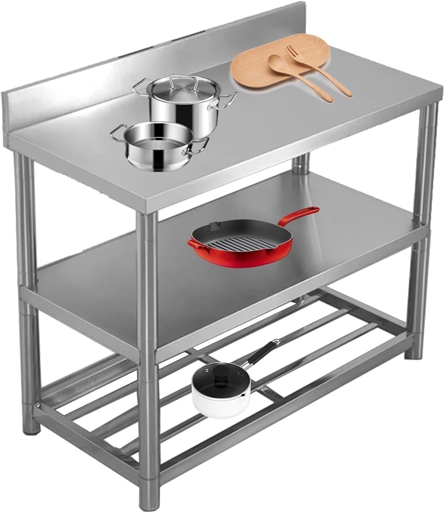 Banco commerciale della preparazione dell'alimento della Tabella di lavoro dell'acciaio inossidabile, piano di lavoro resistente della cucina per il ristorante, casa, NSF