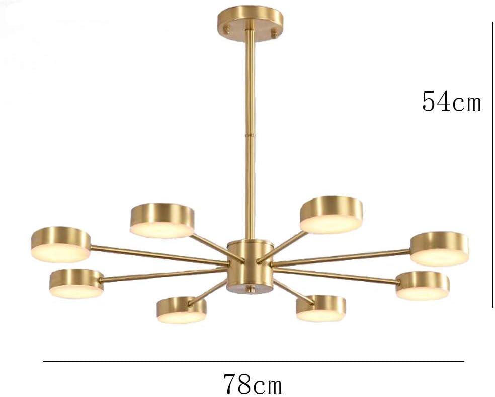 Modern Led Chandelier Garwarm 12 Lights Sputnik Pendant Lighting Brushed Brass Ceiling Light Fixture for Bedroom Livingroom Dinning Room,Copper.,8 Lights