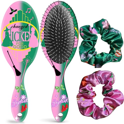 Hair Brush and 2 Scrunchies Set for Girls Soft Bristles Brush for Women & Girls Ideal Hairbrush for All Hair Types Wet Dry & Damaged Hair Adults & Children