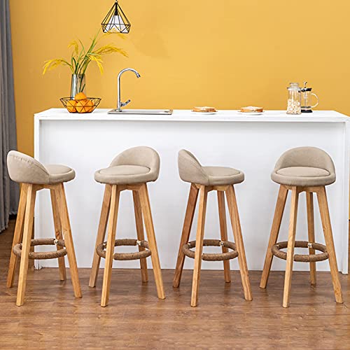 Tabourets de bar en bois confortables à dossier bas pour îlot et repas de cuisine