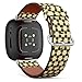 CJBROES Replacement Leather Watch Band, Compatible with Fitbit Versa 3 and Fitbit Sense of Wristband Bracelet Accessory - Moroccan-Grunge-Texture