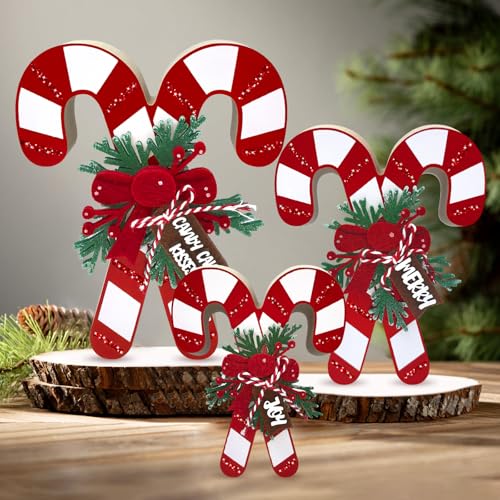 Teeloray Décorations de Noël, 3D Sucre d'orge Deco Noel Christmas Decorations Noel Deco Table Noel Figurine Noel Decoration Table Noel, 3 Pièces