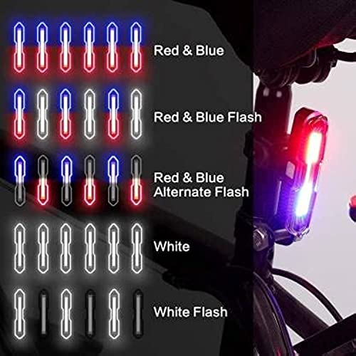 Image of Fastped Bicycle USB Rechargeable Tail Light Police Light Type 3 Colors (Red,Blue,White) Rear Light with Changing Colors, Waterproof Cycling Lights Wide-Angle Visibility - Suitable for Cycling