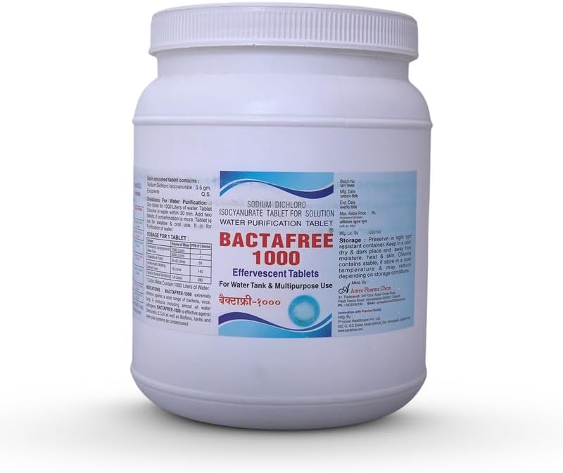 1000 Water Purification Tablets – Chlorine Tablets for Overhead & Underground Tanks | Purifies 1000 litres per Tablet | Kills Bacteria & Prevents Algae | 150 Units (Pack of 1)