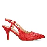 Andres Machado - Zapatos de tacón elegantes para mujer - AM5766 - Tacón fino - Sandalias de punta fina - Tallas grandes/pequeñas - EU32/35 - EU42/45, rojo, 42 EU