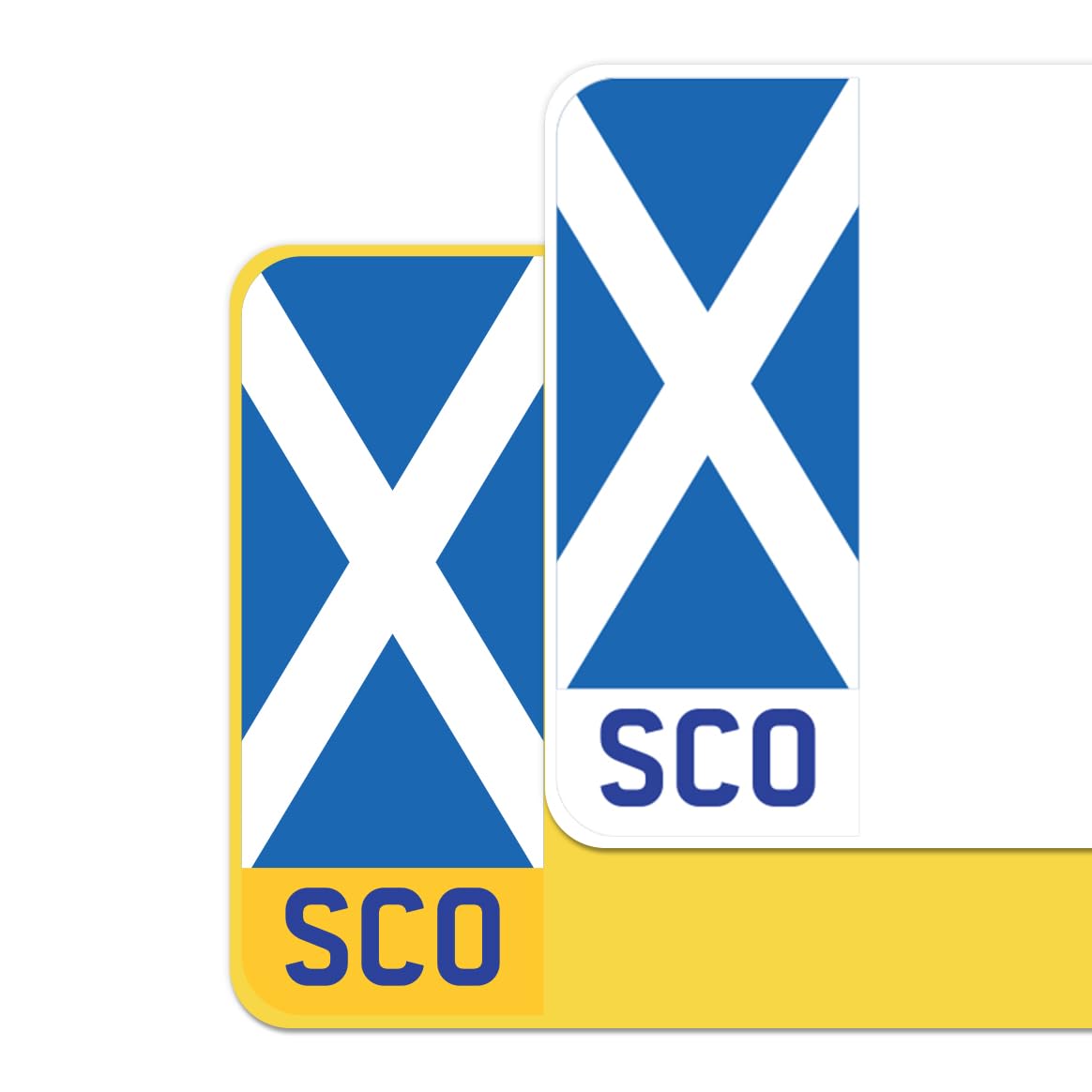 Sport Merchandise Neutral The Saltire Flag Car Number Plate Decorative Vinyl Stickers – Premium Bubble-Free Adhesive Decals – Sco Set Of 2 (F&R) – Weatherproof, Easy Application – Made In Uk (Sco, )