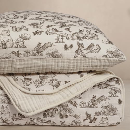Oilo Woodland Crib Bedding Set, 5-Layer Organic Cotton Muslin Cri...