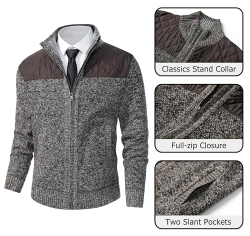 Image of Vcansion Men's Classic Cardigan Sweaters Stand Collar Slim Fit Casual Knitted Sweater