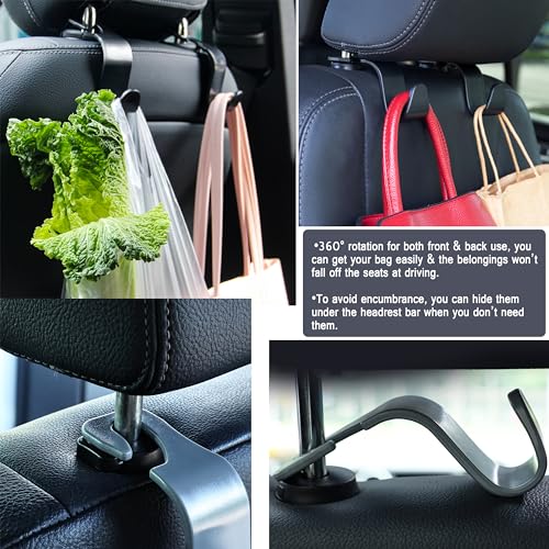image for Amooca Car Seat Headrest Hook 4 Pack Hanger Universal Vehicle Car Stor
