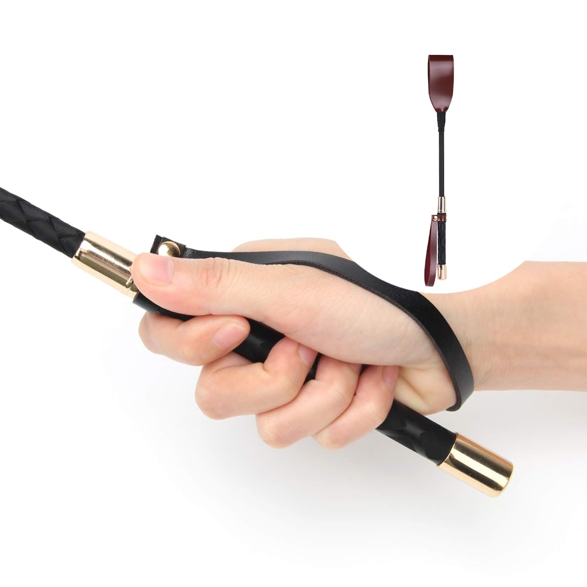 Ieron Cravache D'équitation 34 Cm Avec Poignée En Gel