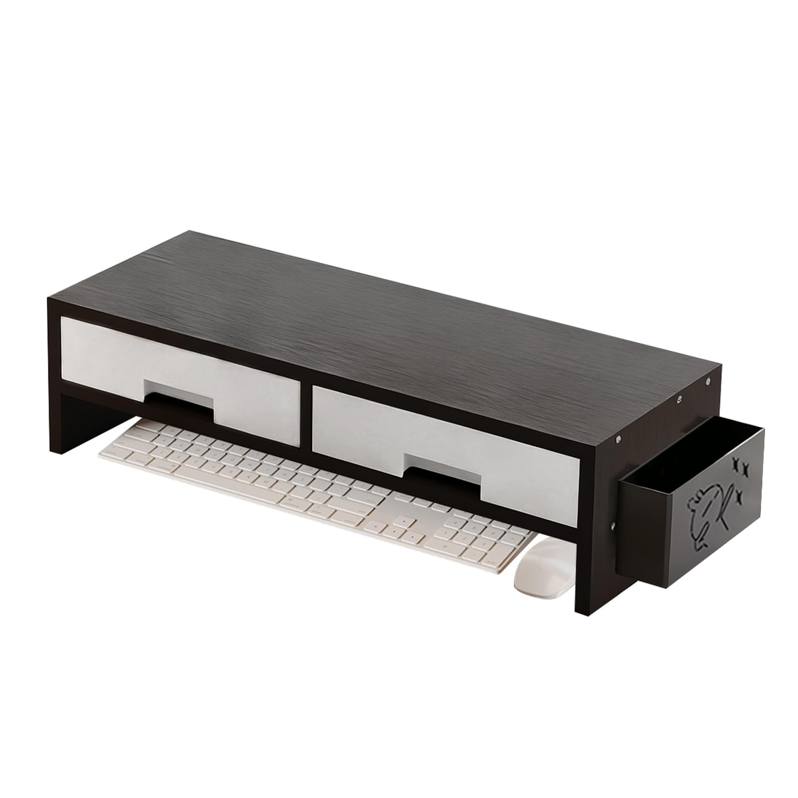 Générique Base Da Scrivania Per Monitor Organizzatore A Doppio Cassetto | Supporto per monitor da scrivania per computer per ufficio a casa studio interno
