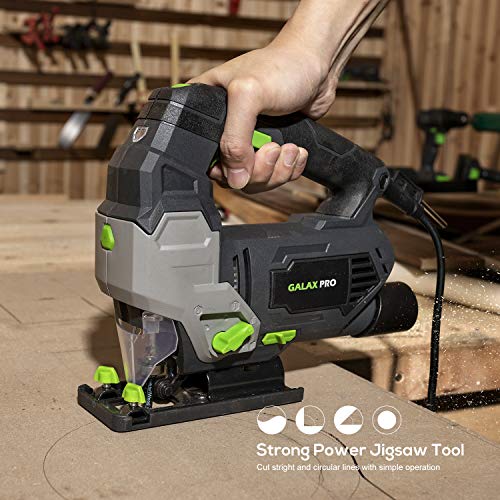 GALAX PRO Jigsaw, 800W 3000 SPM Jig Saw Tool, Max ±45° Bevel Cutting Angle, 6 Adjustable Speeds, 4-Position Orbital Action,Laser Guide, Max Cutting Capacity: 100mm Wood, 10mm Metal 8 GALAX PRO Jigsaw, 800W 3000 SPM Jig Saw Tool, Max ±45° Bevel Cutting Angle, 6 Adjustable Speeds, 4-Position Orbital Action,Laser Guide, Max Cutting Capacity: 100mm Wood, 10mm Metal - Image 8