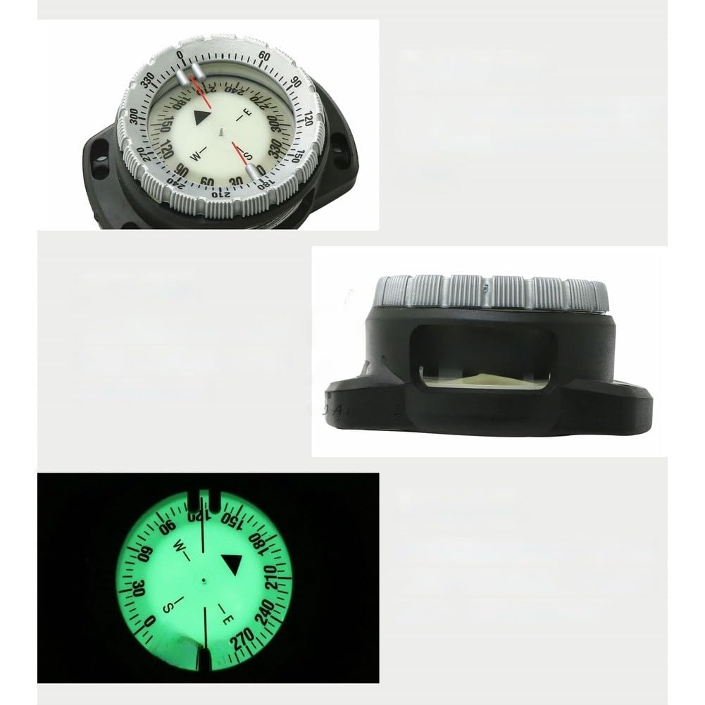 Boussole étanche à 50 m pour boussole phosphorescente, fenêtre inclinable à 30°, sangle antirouille pour la randonnée et les aventures en plein air, compact 73 g