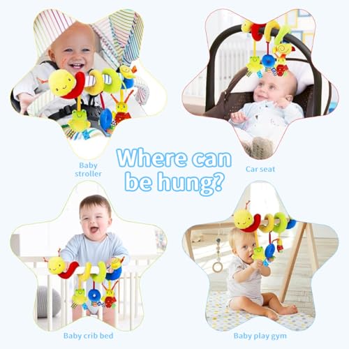 Image of SNOWIE SOFT Caterpillar Crib Toys Stroller Soft Plush Toy Spiral Colorful Baby Toys for 6 to 12 Months Interactive Cartoon Stuffed Crib Ornament Early Educational Activity Babies Sensory Toy