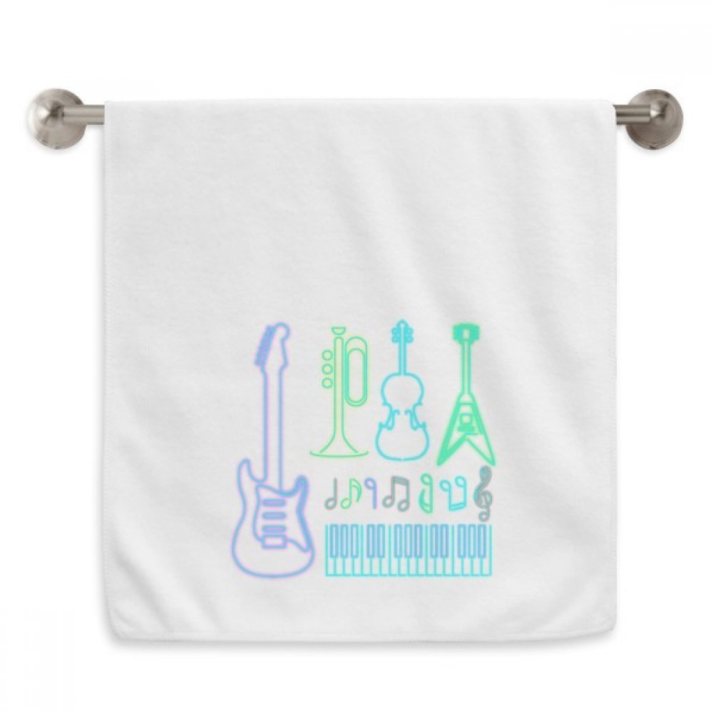 Serviette moelleuse guitare néon blanche 13X29 pouces instruments de musique