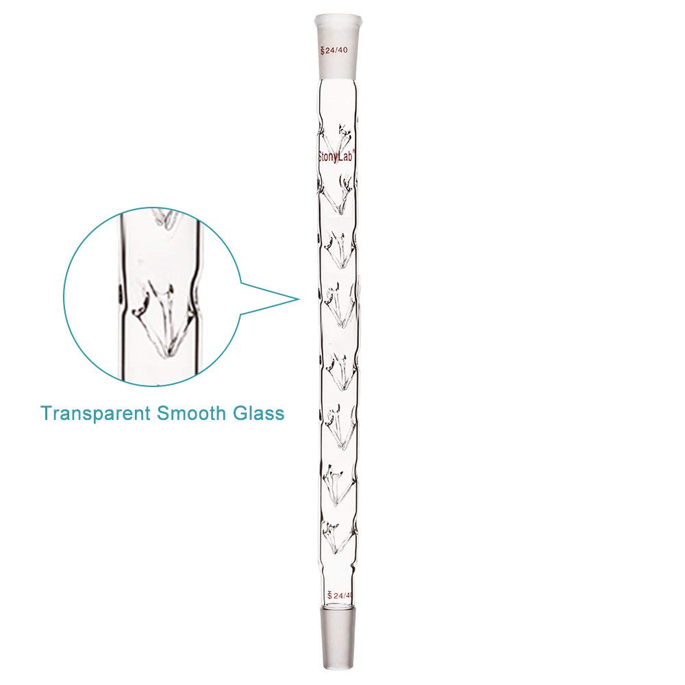 stonylab Colonne de Distillation Vigreux, 24/40 400 mm Verre Borosilicaté de Longueur Fractionnaire Colonne de Distillation Colonne Vigreux avec Indentations pour Laboratoire
