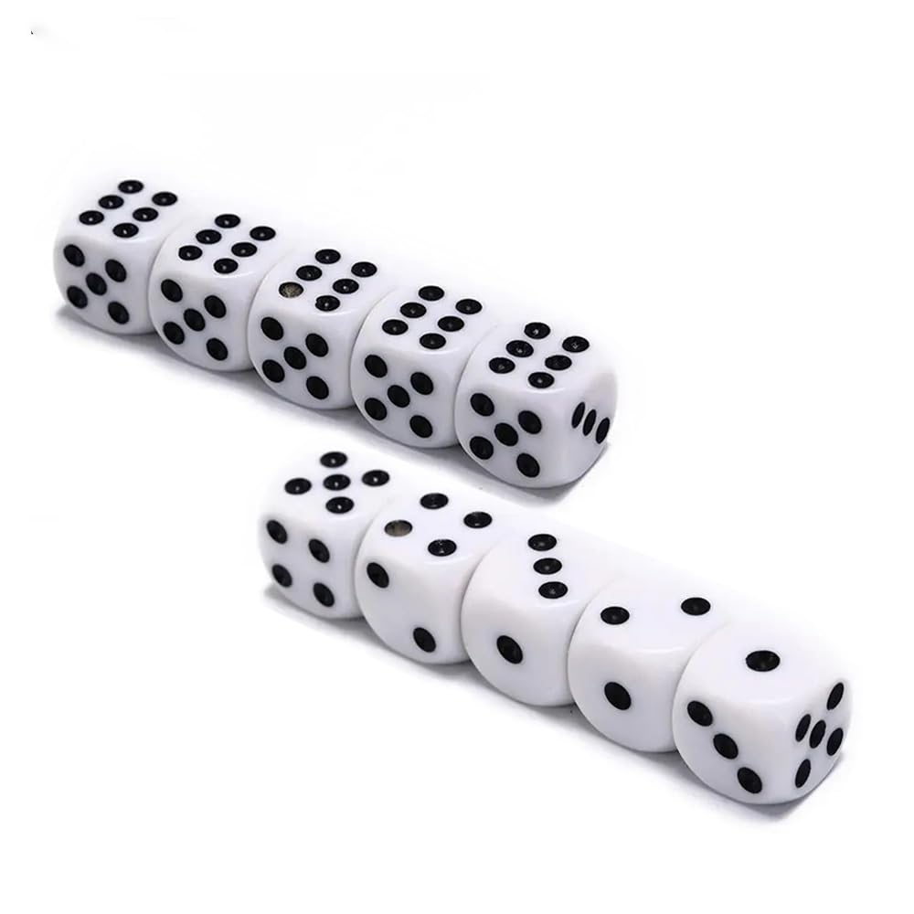 YAARUJEE ダイス サイコロ 25mm 10個入り 6面 直角 大きい ホワイト 麻雀